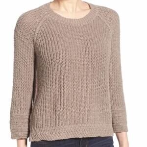 Madewell Coffeehouse Brown Linen Knit Pullover Sweater Women's Size XXS